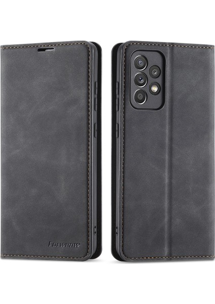 Samsung Galaxy A33 5g Fantasy Serisi Için Forwenw Cilt Touch Skin Shockproof Anti-Cratch Pu Deri Deri Stand Cüzdan Tarzı Telefon Kılıfı (Yurt Dışından)