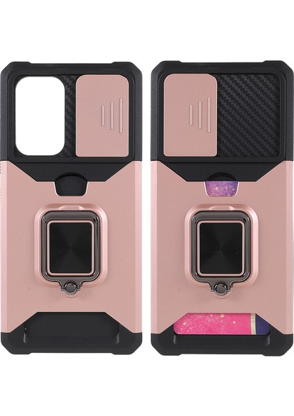 Samsung Galaxy A33 5g Kamera Kaydırıcı Pc + Tpu Telefon Kılıfı Şok Geçirmez Kart Yuvası + Kickstand Tasarım Cep Telefonu Kapağı (Yurt Dışından)