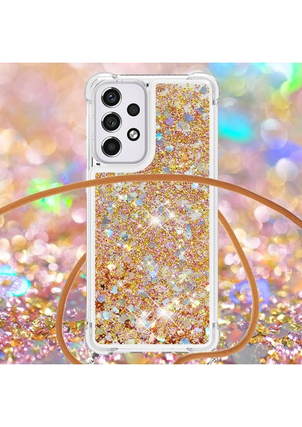 Le1-1 Serisi Pırıltılı Sequins Quicksand ve Tpu Kapak Kabuğu Uzun Kordon Damla Geçirmez Telefon Koruyucu Kasa Samsung Galaxy A33 5g (Yurt Dışından) fırsatları