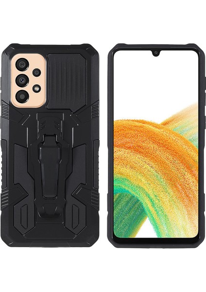 Samsung Galaxy A33 5g Için Mechwarrior Projesi Iyi Korumalı Anti-Fall Anti-Fall Dahili Metal Sac Hibrit Sert Pc Yumuşak Tpu Kılıfı Arka Klip Kickstand (Yurt Dışından)