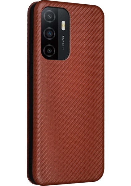 Samsung Galaxy A33 Için 5g Manyetik Otomatik Absorlanmış Karbon Fiber Doku Deri Deri Deri Stand Kart Yuvası ile Telefon Koruyucu Kapak Kılıfı (Yurt Dışından)