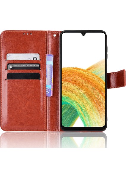Samsung Galaxy A33 Için 5g Pu Deri Cüzdan Kılıf Çılgın At Dokusu Görüntüleme Stand Flip Koruyucu Kapak (Yurt Dışından) modelleri