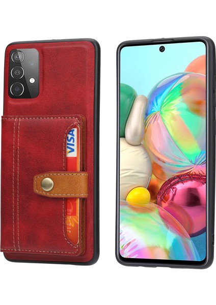 Samsung Galaxy A33 5g Kart Yuvaları Için Kickstand Pu Deri Kaplı Tpu Koruyucu Arka Kapak (Yurt Dışından)