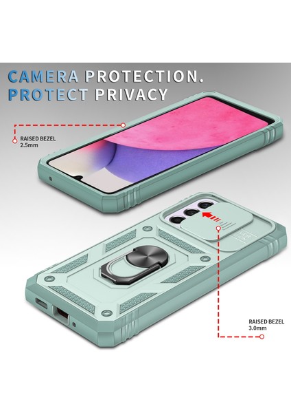 Samsung Galaxy A33 5g Kickstand Card Tutucu Telefon Kılıfı Kılıfı Hibrit Yumuşak Tpu Sert Pc Seri Slayt Kameralı Kamera Kapağı (Yurt Dışından)