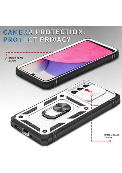 Samsung Galaxy A33 5g Kickstand Card Tutucu Telefon Kılıfı Kılıfı Hibrit Yumuşak Tpu Sert Pc Seri Slayt Kameralı Kamera Kapağı (Yurt Dışından) fırsatları