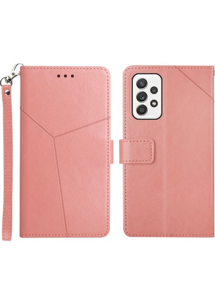 Baskılı Y Şeklindeki Çizgiler Manyetik Pu Deri Telefon Kılıfı Samsung Galaxy A33 5g Için Kayış ile Flip Cüzdan Telefon Kapağı (Yurt Dışından)