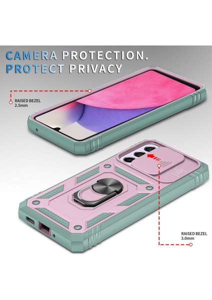 Samsung Galaxy A33 5g Kickstand Card Tutucu Telefon Kılıfı Kılıfı Hibrit Yumuşak Tpu Sert Pc Seri Slayt Kameralı Kamera Kapağı (Yurt Dışından)