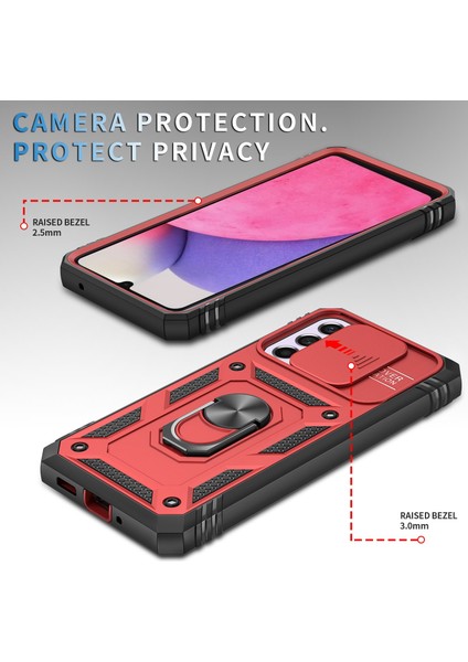 Samsung Galaxy A33 5g Kickstand Card Tutucu Telefon Kılıfı Kılıfı Hibrit Yumuşak Tpu Sert Pc Seri Slayt Kameralı Kamera Kapağı (Yurt Dışından) fırsatları