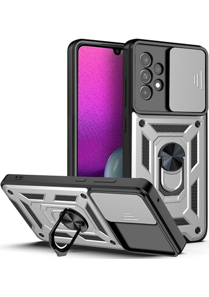 Samsung Galaxy A33 5g Için Sert Pc Yumuşak Tpu Slayt Lens Koruması Koruma Kickstand ile Kırık Dayanıklı Kapak (Yurt Dışından)