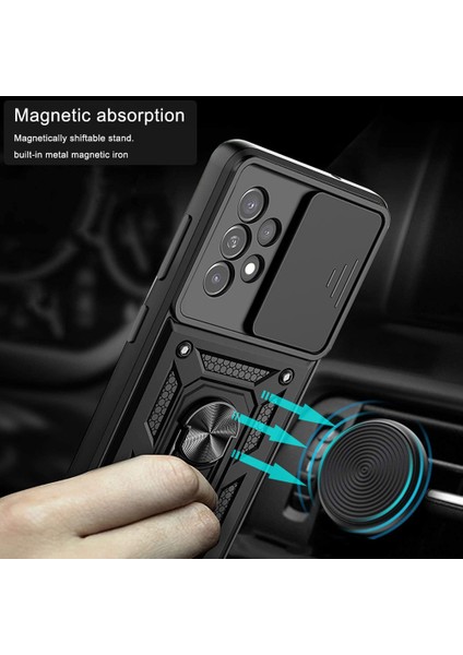 Samsung Galaxy A33 5g Için Sert Pc Yumuşak Tpu Slayt Lens Koruması Koruma Kickstand ile Kırık Dayanıklı Kapak (Yurt Dışından) modelleri