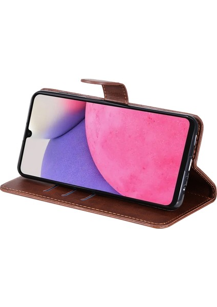 Samsung Galaxy A33 5g Için Stand Cüzdanı ile Fermuar Cep Manyetik Tokalı Deri Kapak Telefon Kılıfı (Yurt Dışından)