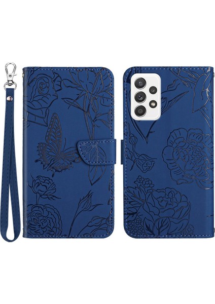 Samsung Galaxy A33 5g Için Baskı Kelebek Çiçek Deri Kapağı, Cüzdan Stand Fonksiyonu El Kayışı ile Cilt Touch Telefon Kabuğu (Yurt Dışından)