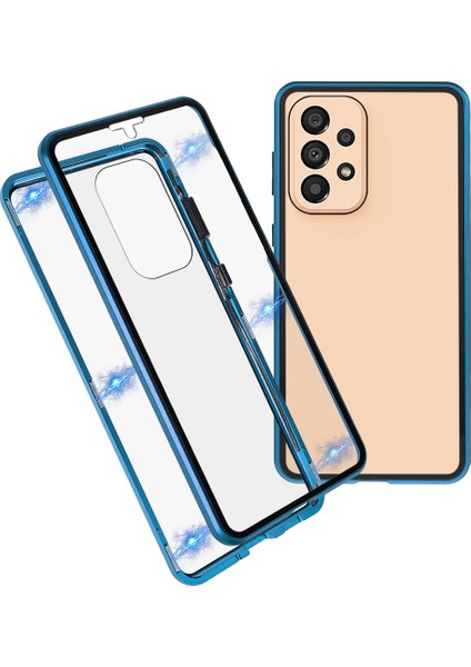 Samsung Galaxy A33 5g Çizgi Anti-Çizelge Metal Tamponu + Çift Taraflı Temperli Cam Manyetik Kabuk 360 Derece Koruyucu Telefon Kapağı (Yurt Dışından)