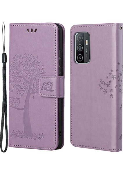 Baykuş Ağacı Baskılı Tasarım Pu Deri Flip Folio Kasa Cüzdan Stand Koruyucu Kapak Samsung Galaxy A33 5g (Yurt Dışından)