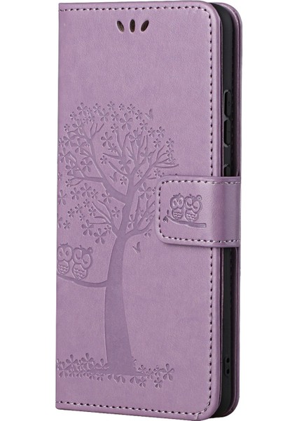 Baykuş Ağacı Baskılı Tasarım Pu Deri Flip Folio Kasa Cüzdan Stand Koruyucu Kapak Samsung Galaxy A33 5g (Yurt Dışından)