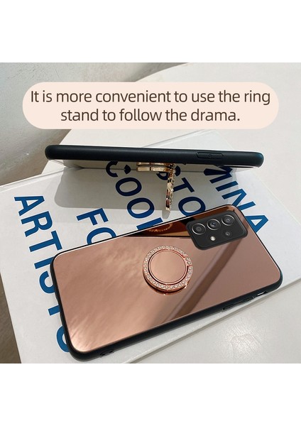 Samsung Galaxy A33 Için 5g 5g Ayna Tasarımı Aşınma Dayanıklı Koruyucu Kapak Tpu + Pc Metal Sac Yüzük Kickstand ile Hibrit Telefon Kılıfı (Yurt Dışından) modelleri