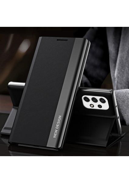 Samsung Galaxy A33 5g Için Pu Deri Stand Folio Flip Manyetik Emilim Telefon Kılıfı (Yurt Dışından)