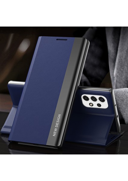 Samsung Galaxy A33 5g Için Pu Deri Stand Folio Flip Manyetik Emilim Telefon Kılıfı (Yurt Dışından)