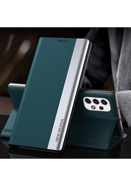 Samsung Galaxy A33 5g Için Pu Deri Stand Folio Flip Manyetik Emilim Telefon Kılıfı (Yurt Dışından)
