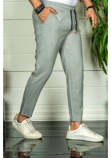 Erkek Gri Relaxed Fit Double Paça Jogger Pantolon