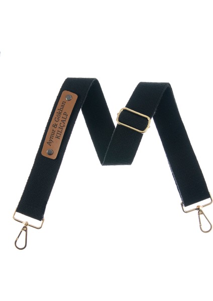 Omuz Çantaları Için Isminize Özel Siyah Omuz Askısı 120 Cm, El Yapımı Hediye Kişiselleştirilebilir Askı