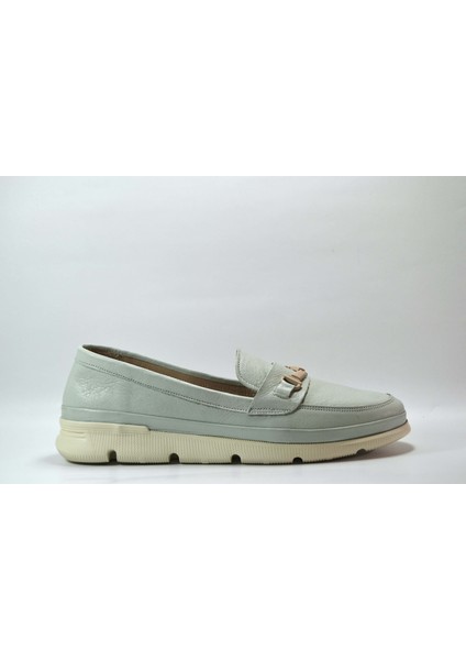 FR.404 Hakiki Deri Su Yeşil Ortopedik Rok Kadın Babet Ayakkabı fiyatları
