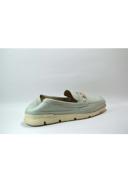 FR.404 Hakiki Deri Su Yeşil Ortopedik Rok Kadın Babet Ayakkabı modelleri