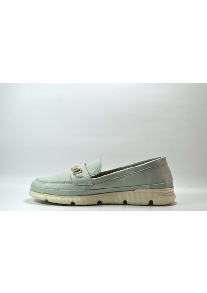 FR.404 Hakiki Deri Su Yeşil Ortopedik Rok Kadın Babet Ayakkabı fırsatları