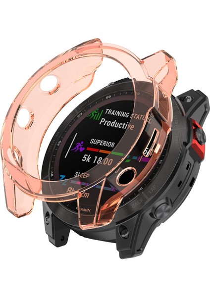 Garmin Fenix ​​7x Için Darbeye Dayanıklı Tpu Yumuşak Koruyucu Kılıf Pembe (Yurt Dışından)
