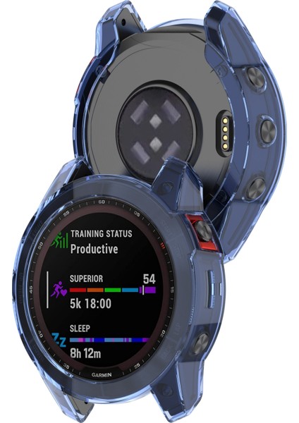 Garmin Fenix ​​7x Için Darbeye Dayanıklı Tpu Yumuşak Koruyucu Kılıf Mavi (Yurt Dışından)