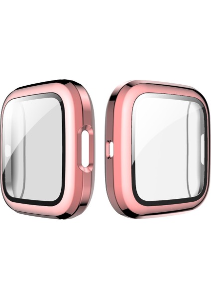 Fit Versa 2 Kaplama Pc Kabuk + Temperli Gl Film Için Pembe (Yurt Dışından)
