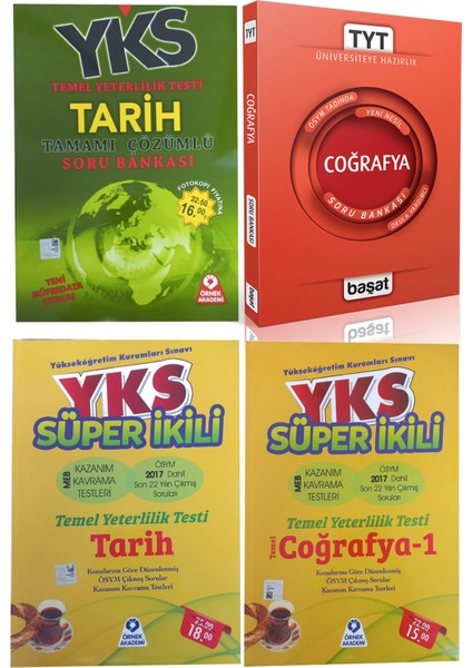 Örnek YKS Tarih Sb + Başat TYT Coğrafya Sb + Örnek YKS Tarih Süper İkili + Örnek Coğrafya 1 Süper İkili
