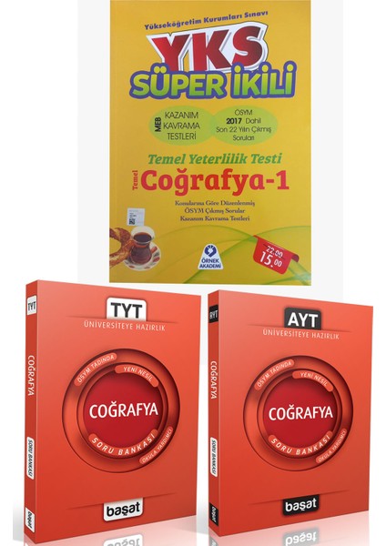 Örnek YKS Coğrafya 1 Süper İkili + Başat TYT Coğrafya Soru + Başat AYT Coğrafya Soru Bankası