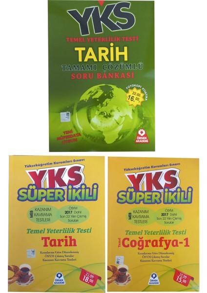Örnek YKS Tarih Sb + Başat YKS Tarih Süper İkili + Örnek Coğrafya 1 Süper İkili