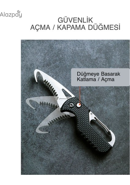 Paslanmaz Çelik Keskin Tırtıklı Anahtarlık Karabina Mini Katlanabilir Çakı & Bıçak fırsatları