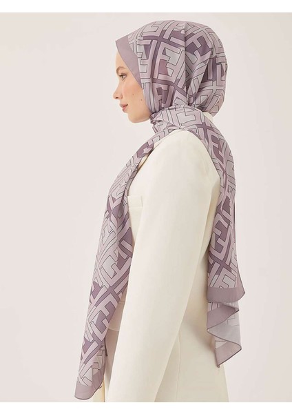 F Desen Krep Şal Lila