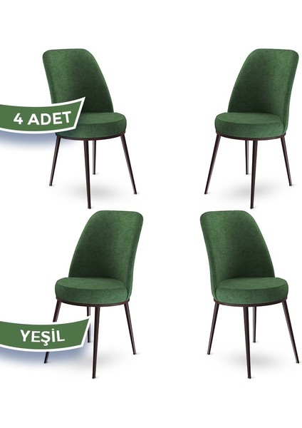 Concept Dexa Serisi Üst Kalite Mutfak Sandalyesi Metal Kahverengi Iskeletli 4 Adet Sandalye