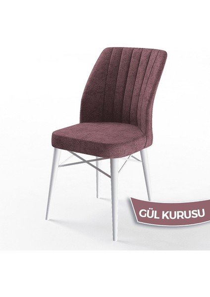 Concept Flex Serisi, Üst Kalite Mutfak Sandalyesi Gürgen Beyaz Ahşap Ayak 6 Adet Sandalye