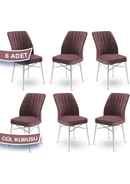 Concept Flex Serisi, Üst Kalite Mutfak Sandalyesi Gürgen Beyaz Ahşap Ayak 6 Adet Sandalye
