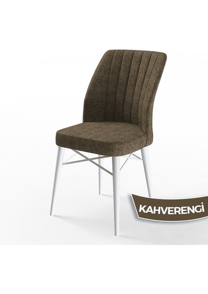 Concept Flex Serisi, Üst Kalite Mutfak Sandalyesi Gürgen Beyaz Ahşap Ayak 6 Adet Sandalye