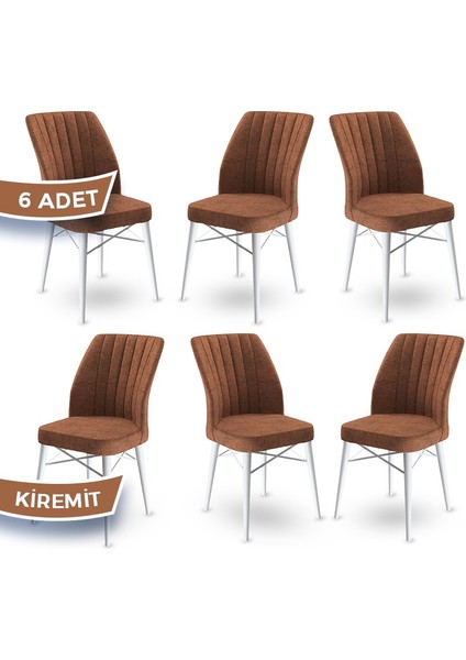 Concept Flex Serisi, Üst Kalite Mutfak Sandalyesi Gürgen Beyaz Ahşap Ayak 6 Adet Sandalye