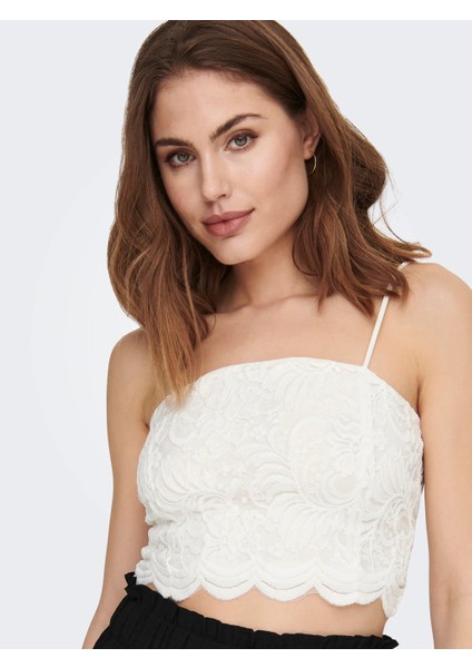 Kadın Dantelli İnce Askılı Crop Büstiyer - Minimalist Yazlık fırsatları