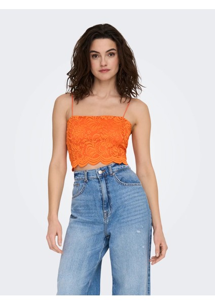 Kadın Dantelli İnce Askılı Crop Büstiyer - Minimalist Yazlık fiyatları