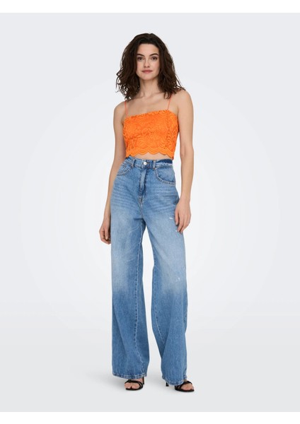 Kadın Dantelli İnce Askılı Crop Büstiyer - Minimalist Yazlık indirimleri