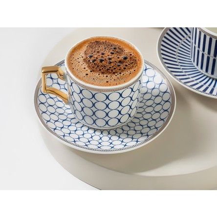 English Home Rabecca Porselen Kahve Fincan Takımı Lacivert 2'li 90 ml