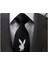 Playboy Tavşan Simgesi Siyah Kravat 1
