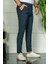 Erkek Lacivert Slim Fit Çizgili Kumaş Pantolon 1
