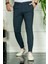 Erkek Lacivert Slim Fit Çizgili Kumaş Pantolon 2