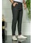 Erkek Siyah Slim Fit Çizgili Kumaş Pantolon 1