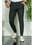 Erkek Siyah Slim Fit Çizgili Kumaş Pantolon 2